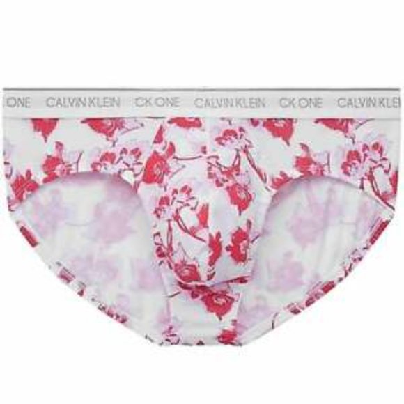 Calvin Klein CK One Cotton Stretch Hip Brief, Lilium Print/Strawberry Shake, XL - Picture 3 of 6